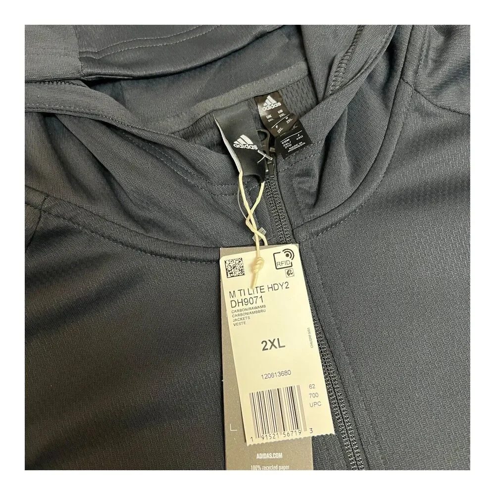 Adidas Hoodie Men 2XL Orange Full-Zip DH9071 Grey Activewear Running Outdoors - Picture 4 of 14